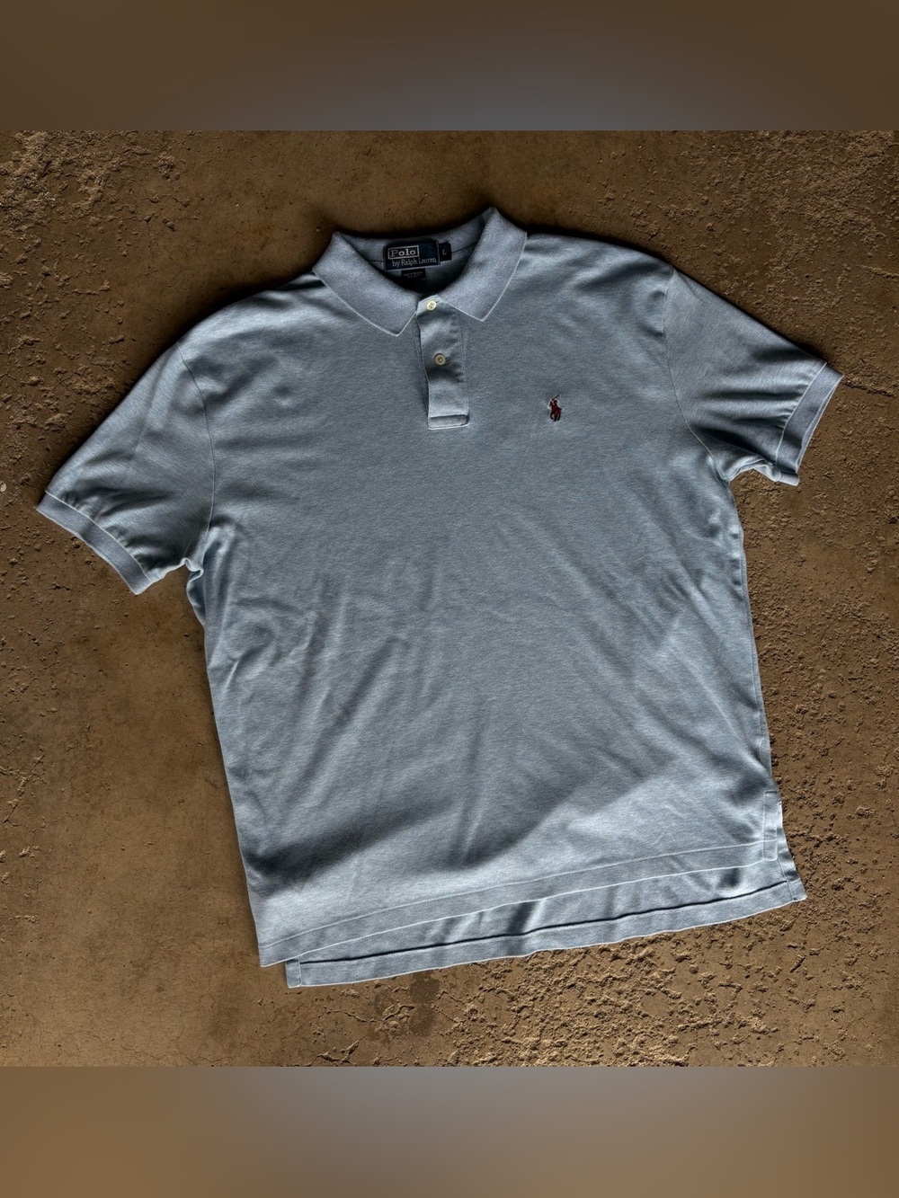 Vintage Polo Ralph Lauren Heather Blue Pony Short Sleeve Polo Shirt Size L USA